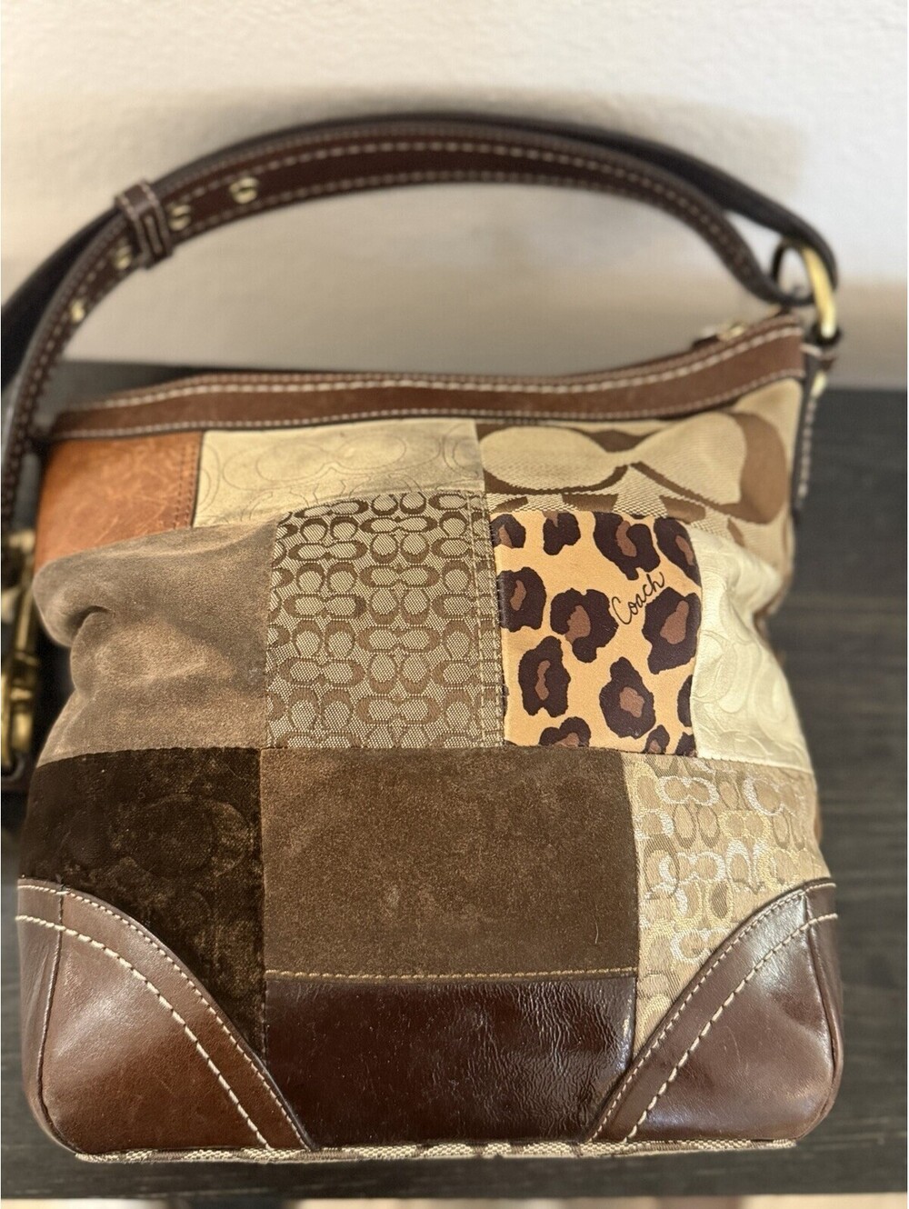 COACH PATCHWORK CROSSBODY BUCKET HANDBAG Y2K Vintage